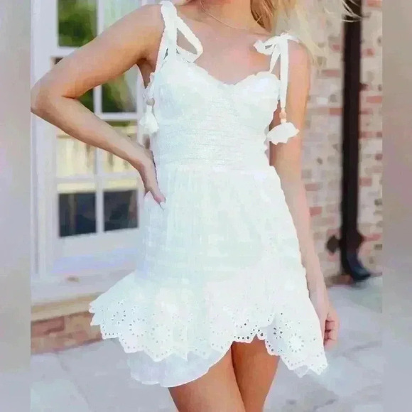 Olivaceous White Eyelet Bustier Dress (20) - Picture 1 of 11
